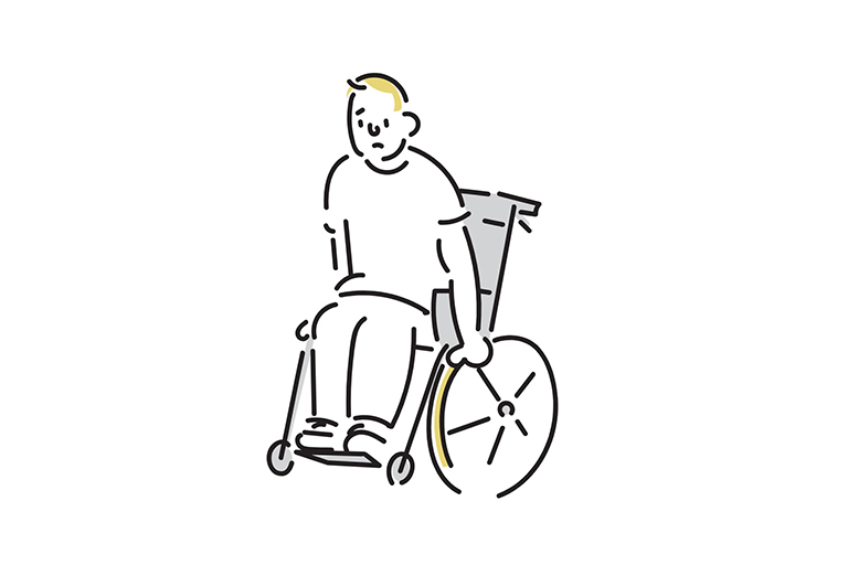 車椅子の前ずれ防止